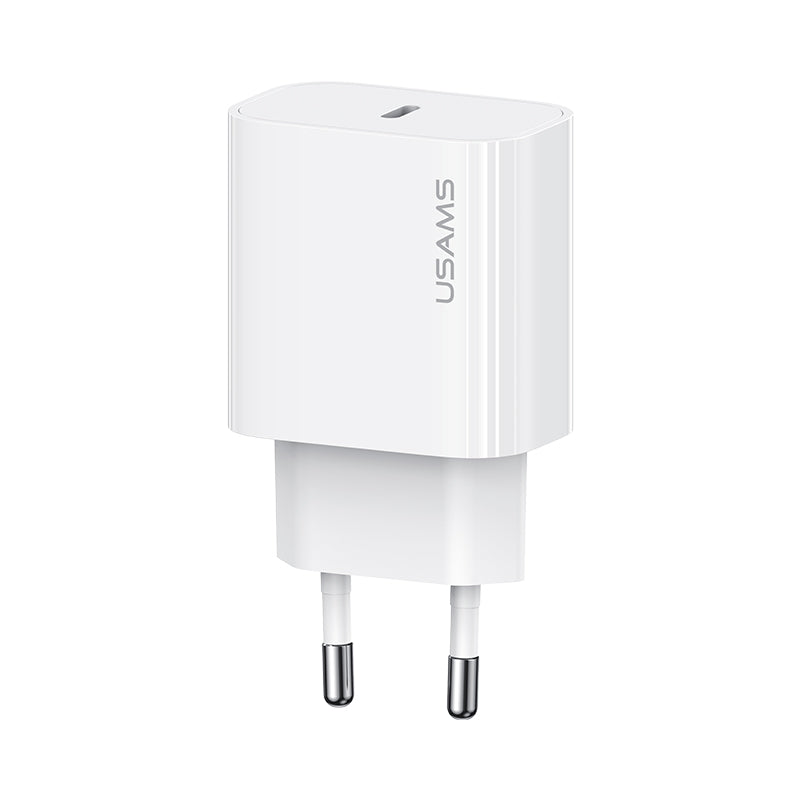 USAMS CC226 T65 PD 20W Fast Charger Power Adapter for iPhone 8-15, EU Plug USAMS CC226 T65 PD 20W Fast Charger Power Adapter for iPhone 8-15, EU Plug